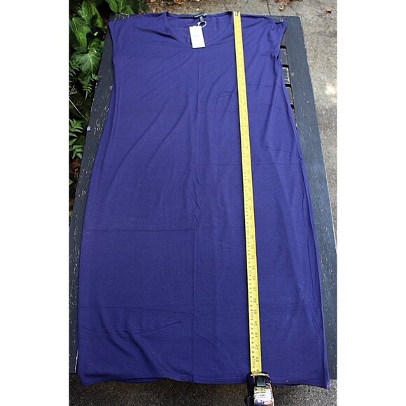 New w/Tags - Eileen Fisher V-Neck, Calf Length Dress in Viscose Jersey, Purple M - Picture 7 of 12